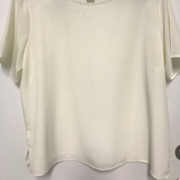 Susan Graver Women Eggshell Shimmer Short Sleeve Pullover Blouse. Sz. 1X - Picture 2 of 5